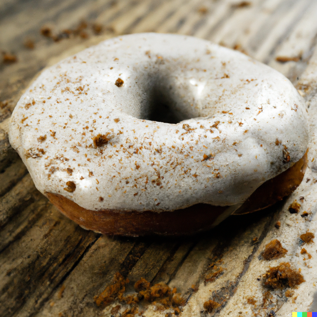 DALL·E 2023-06-26 15.11.31 - an image of a round donut sitting on a desk